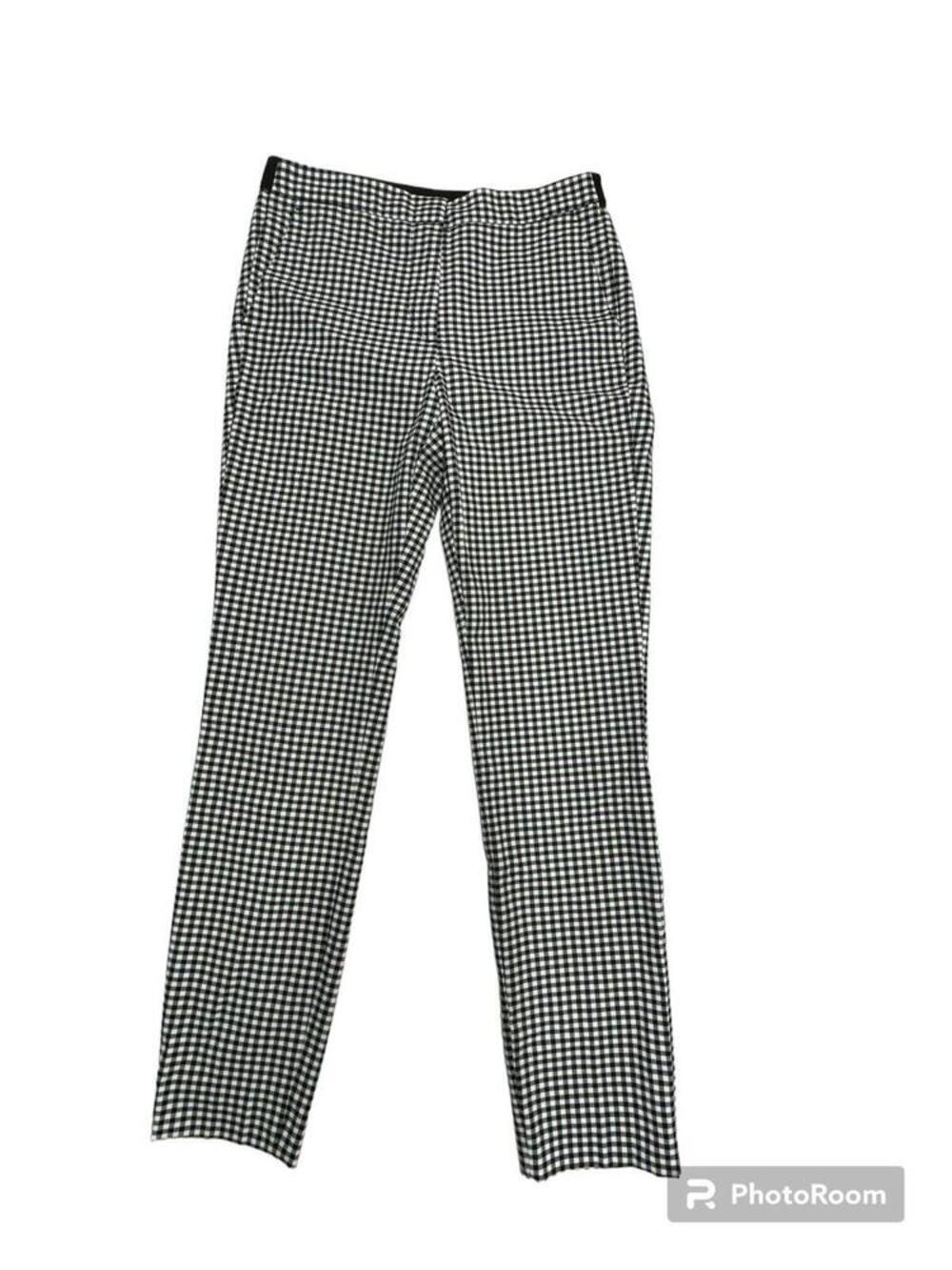 Zara Back Waist elastic Band side pockets Ankle Black White Checker pant‎ size s